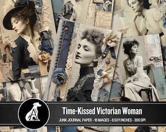 Victorian Woman Junk Journal Kit: Printable Ephemera Collage (Digital Download)