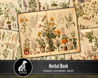 Botanische Kräuter: Vintage Apotheker Ephemera (Digitaler Download)