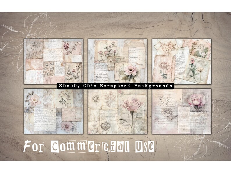 Script Collage Writing Floral Script Collage Paper: Vintage Junk Journal Pages (digital ...