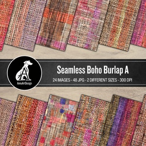 Tissus bohèmes, motifs sans couture, papier numérique textures de jute, papier de scrapbooking imprimable textures de jute, toile de tapis naturelle pour sublimation