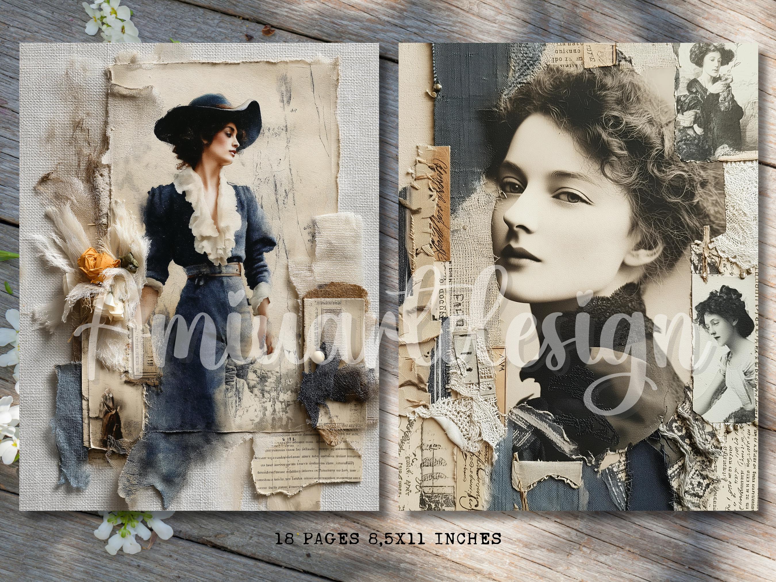 Victorian Woman Junk Journal Kit: Printable Ephemera Collage (digital ...