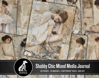 Shabby Chic-skräpjournalsidor: Vintage-ephemera, spets (digital nedladdning)