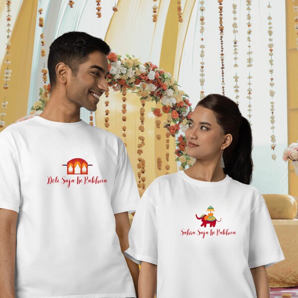 Bride and Groom Friend Shirts, Desi Wedding Party T, Desi Wedding Matching T, Unique Wedding Gift, Indian Bride and Groom T-shirts