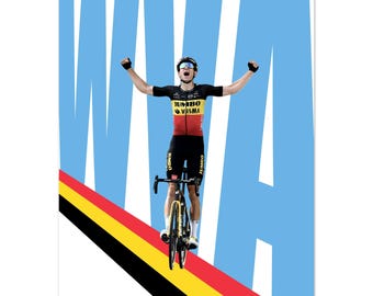 Cycling Wall Art - Wout Van Aert - Bicycle Gift for Cyclist - Bike Lover Gift