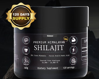 Shilajit Resin 60g (2.11oz) Pure Himalayan Premium Gold Grade A Quality, Rich In 85+ Trace Minerals, Fulvic Acid & Humic Acid, High Potency