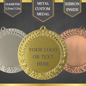 046 Custom medal with text or logo, Personalized medal, Gold medal, Silver Medal, Bronze Medal, Sport medal, Award, Corporate medal(MMC1332)