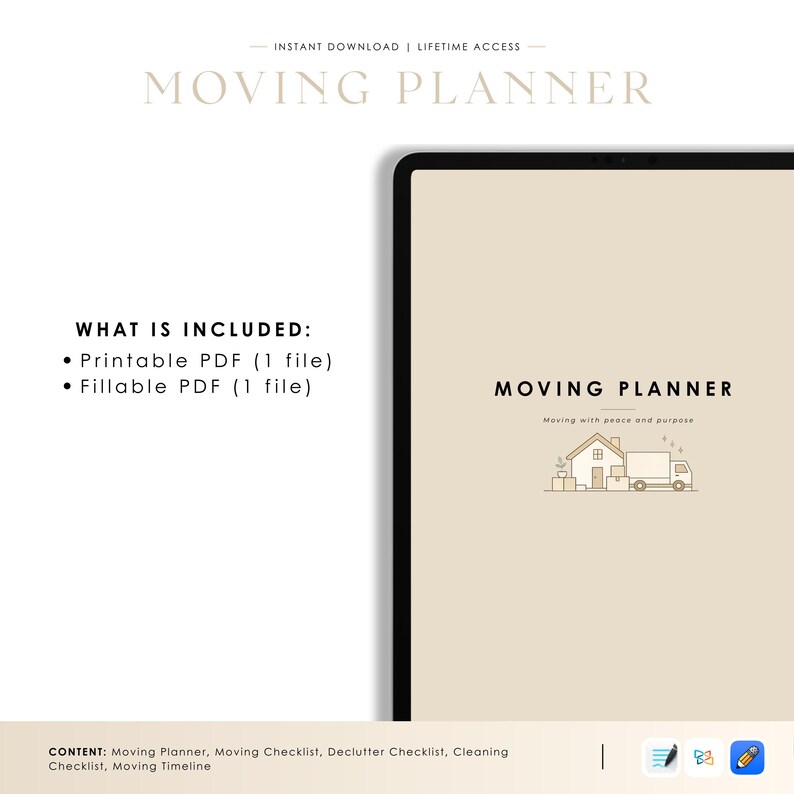 Moving Checklist Printable PDF, Moving Planner & Binder, Moving Gift ...