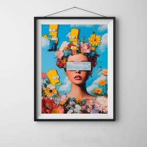 Fan Art Dream Bart Simpson Swing Print | Surreal Floral Portrait Digital Download | Cartoon Character Perfect Printable  - Kolor y Pixel