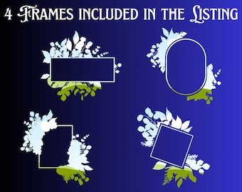 Floral outline Canva frames digital download, Detailed design to drag/drop your pattern or text, Save time and let us do the work for you!