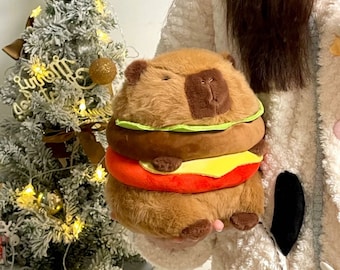 Hamburger Capybara Plush Toy, Stuffed Animal Toy, Kids Room Decor, Ideal Birthday Gift for All Ages, Animal Lover Gift
