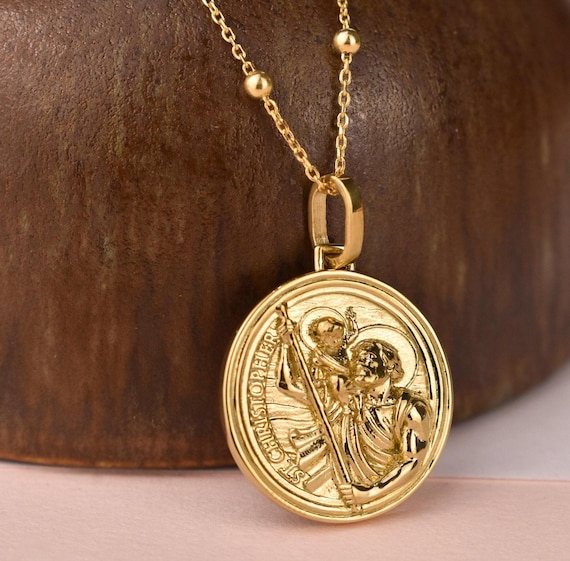 Pendentif Saint Christophe En Or Massif 18 Carats - Médaille Catholique, Occasion - Origine France