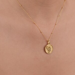 14k Zweifarbiger Massivgold St. Michael Medaillon Anhänger