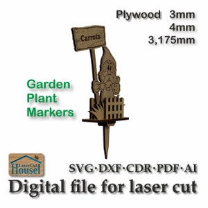 Fichier découpé au laser Marqueurs de plantes de jardin, SVG, CDR, PDF, ai, dxf