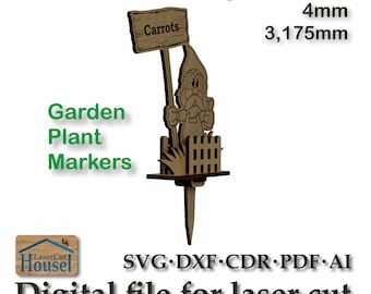 Lasergesneden bestand tuinplantmarkeringen, SVG, CDR, PDF, ai, dxf
