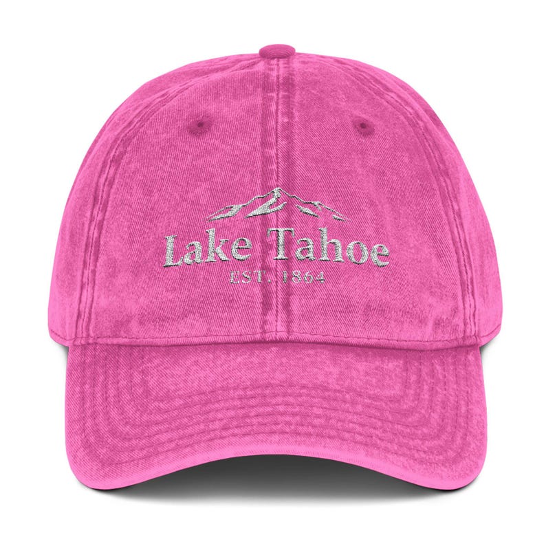 Embroidered Vintage Cap, Lake Tahoe Dad Hat, Retro Baseball Cap, Outdoor Adventure Gift, Boho Festival Fashion, Nature Lover Headwear image 5