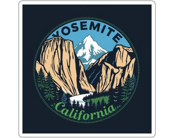 Yosemite California Die-Cut Stickers, National Park Travel Laptop Decal, Adventure Hiking Outdoors Nature Wanderlust, Mountain Wilderness