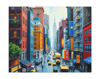 Canvas Wrap, Urban Cityscape Wall Art, NYC Skyline Decor, Modern Street Scene Print, City Lover Gift, Home Office Decoration
