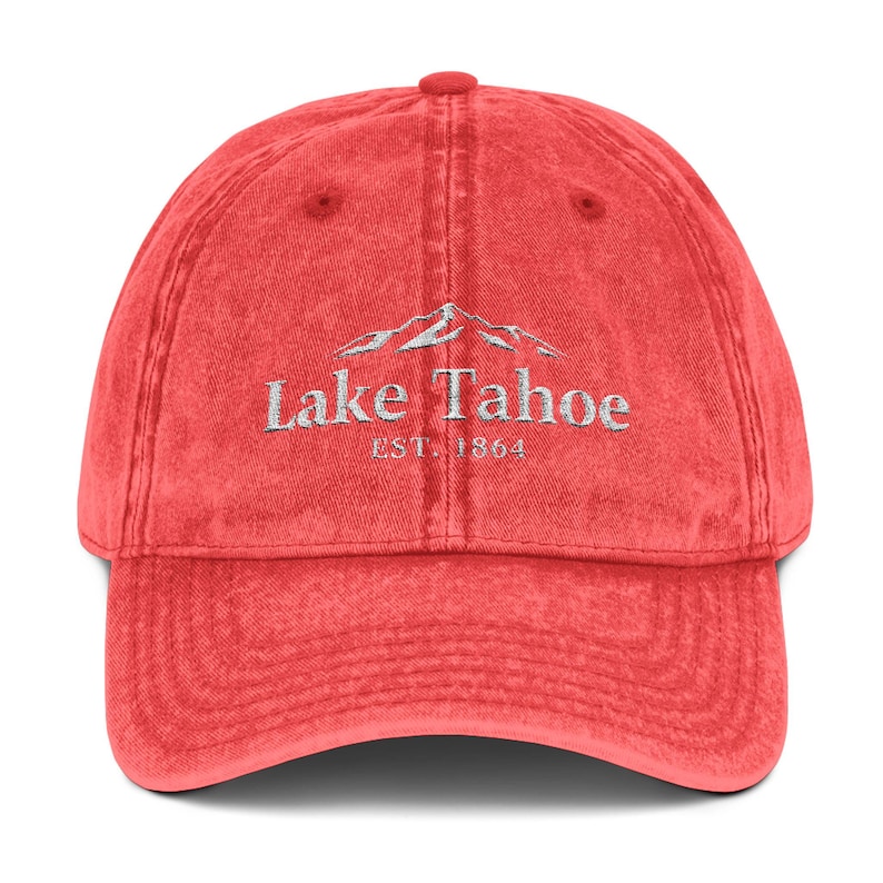 Embroidered Vintage Cap, Lake Tahoe Dad Hat, Retro Baseball Cap, Outdoor Adventure Gift, Boho Festival Fashion, Nature Lover Headwear image 4