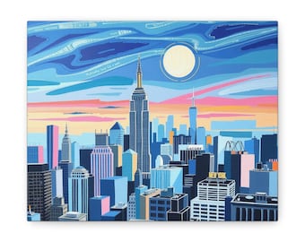 Cityscape Canvas, Urban Wall Art, NYC Skyline Painting, Home Decor, Gift for New Yorkers