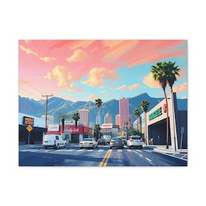 Canvas Wall Art, Los Angeles Cityscape Gallery Print, Home Decor, California Travel Poster, Urban Artwork Gift