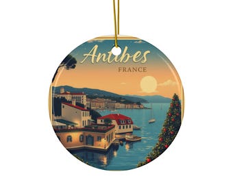Ornement en céramique, Antibes France, décoration de vacances, décoration de Noël, cadeau de voyage, souvenir, objet de collection
