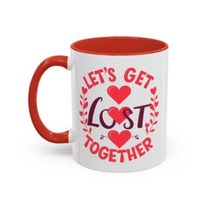 Koffiemok, Valentijnsdag Lets Get Lost Together, romantisch cadeau voor stellen, liefdeskeramische beker, jubileumcadeau, relatiekoffiekopje