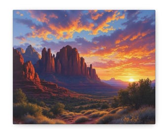 Canvas Print, Sedona Red Rocks Matte Canvas Wall Art, Stretched Print, 1 25" Large Painting, Southwest Desert Decor, Nature Landscape