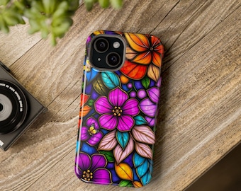 Stained Glass Phone Case, Colorful Tough Case for Magnetic Phone, Vibrant Magnet Phone Cover, Protective Phone Shell, Unique Glass Phone