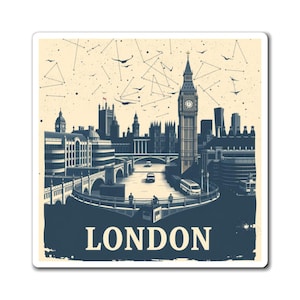 London Magnet - Travel Souvenir Fridge Magnet, British Theme Kitchen Decor, UK Tourist Gift, England Travel Keepsake, London Cityscape
