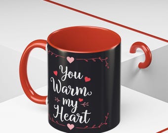 Valentines Day Coffee Mug, Heart Design Cup, Romantic Gift for Him or Her, Love Inspired Tea Cup, Anniversary Present, Valentine's Day Decor