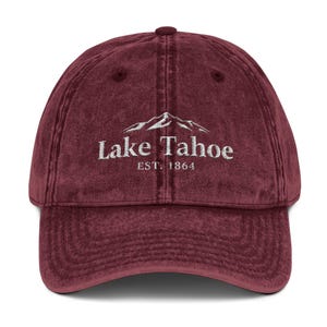 Embroidered Vintage Cap, Lake Tahoe Dad Hat, Retro Baseball Cap, Outdoor Adventure Gift, Boho Festival Fashion, Nature Lover Headwear image 6