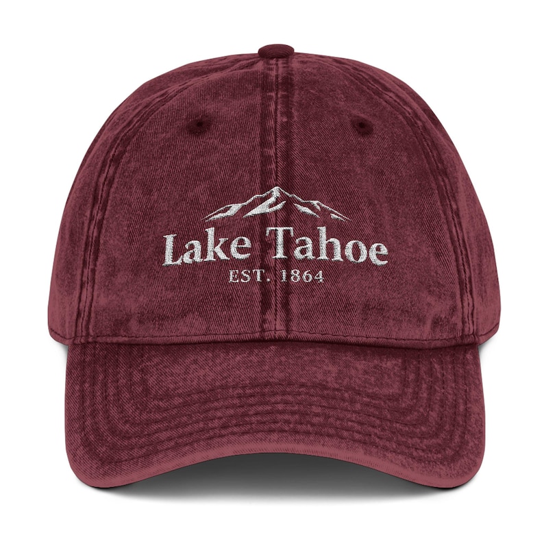Embroidered Vintage Cap, Lake Tahoe Dad Hat, Retro Baseball Cap, Outdoor Adventure Gift, Boho Festival Fashion, Nature Lover Headwear image 6