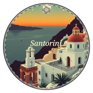 Acrylornamenten, Ornament Santorini Griekenland, Kerstboomdecoratie, Vakantiecadeau, Reissouvenir, Woondecoratie