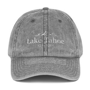 Embroidered Vintage Cap, Lake Tahoe Dad Hat, Retro Baseball Cap, Outdoor Adventure Gift, Boho Festival Fashion, Nature Lover Headwear image 3