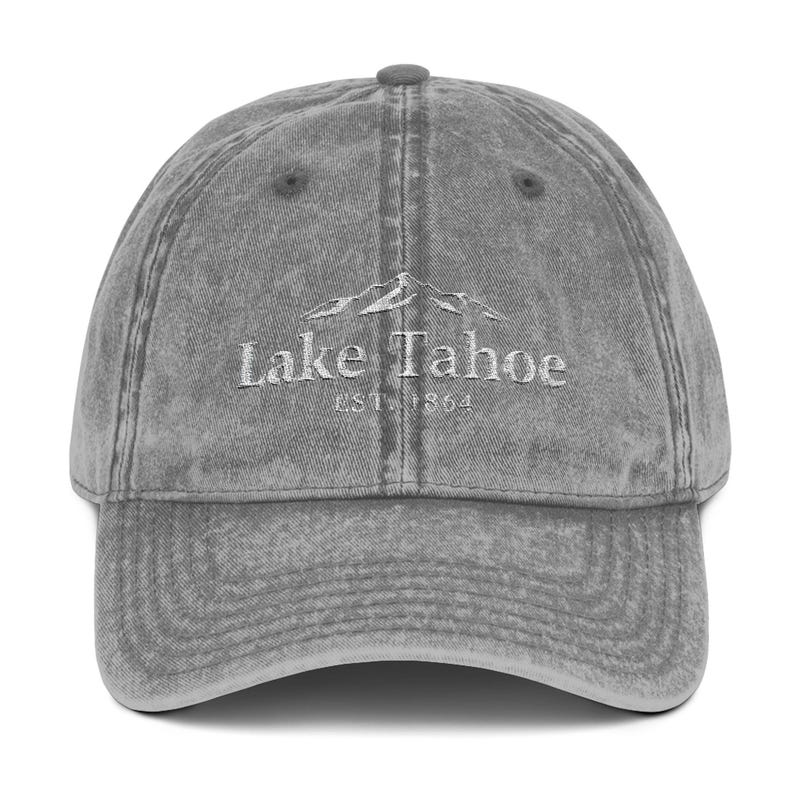 Embroidered Vintage Cap, Lake Tahoe Dad Hat, Retro Baseball Cap, Outdoor Adventure Gift, Boho Festival Fashion, Nature Lover Headwear image 3