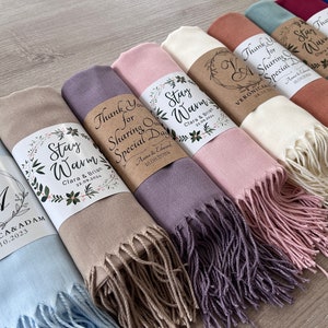 Wedding Pashmina Favors, Personalized Wedding Scarves in Bulk, Bridesmaid Shawls, Bridal Shower Favors, Wedding Favors for Guests