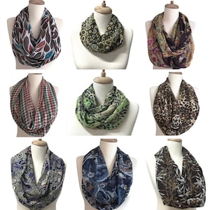 Handmade Printed Chiffon Infinity Scarf: Lightweight Loop Scarf