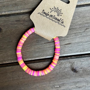 Heishi Bead Bracelets- Made to Order- Neon Sunset