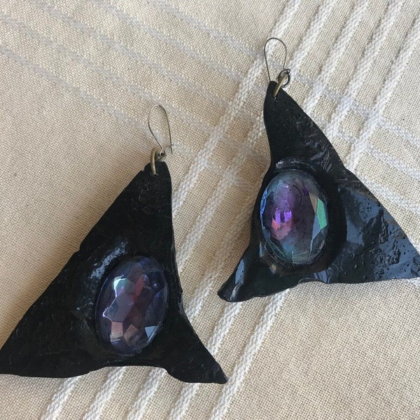80's/90's Hot Pink Geometric New Wave Dangle Earrings by Nativewear Designs main image 1