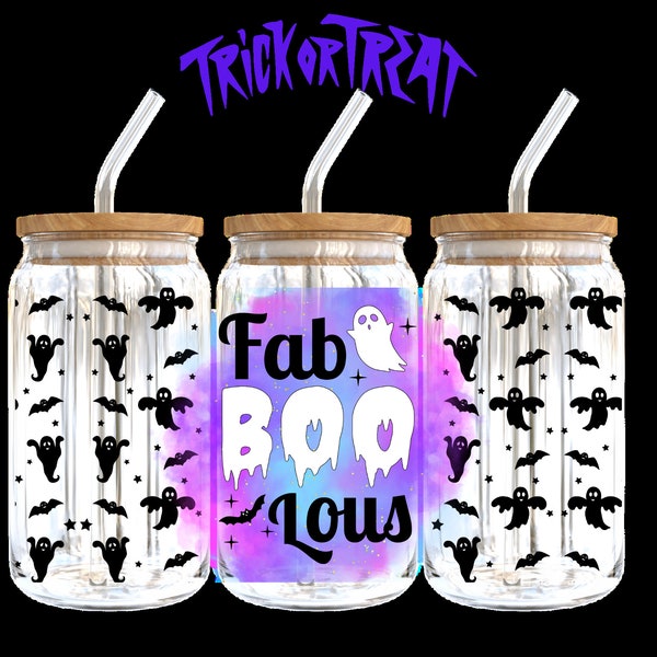 Libby Glass Fab BOO Lous, Halloween Libby Glass, Ghost Libby, Glass Can, Iced Coffee, Reusable Glass Cup, Gift For Friend, Personalized Gift