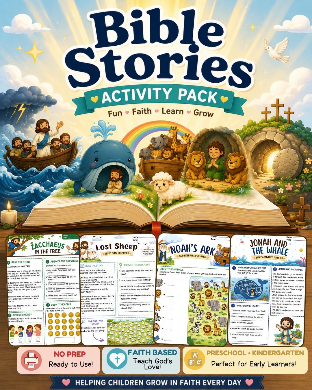 Bible Activities for Kids | Printable Christian Worksheets | Sunday