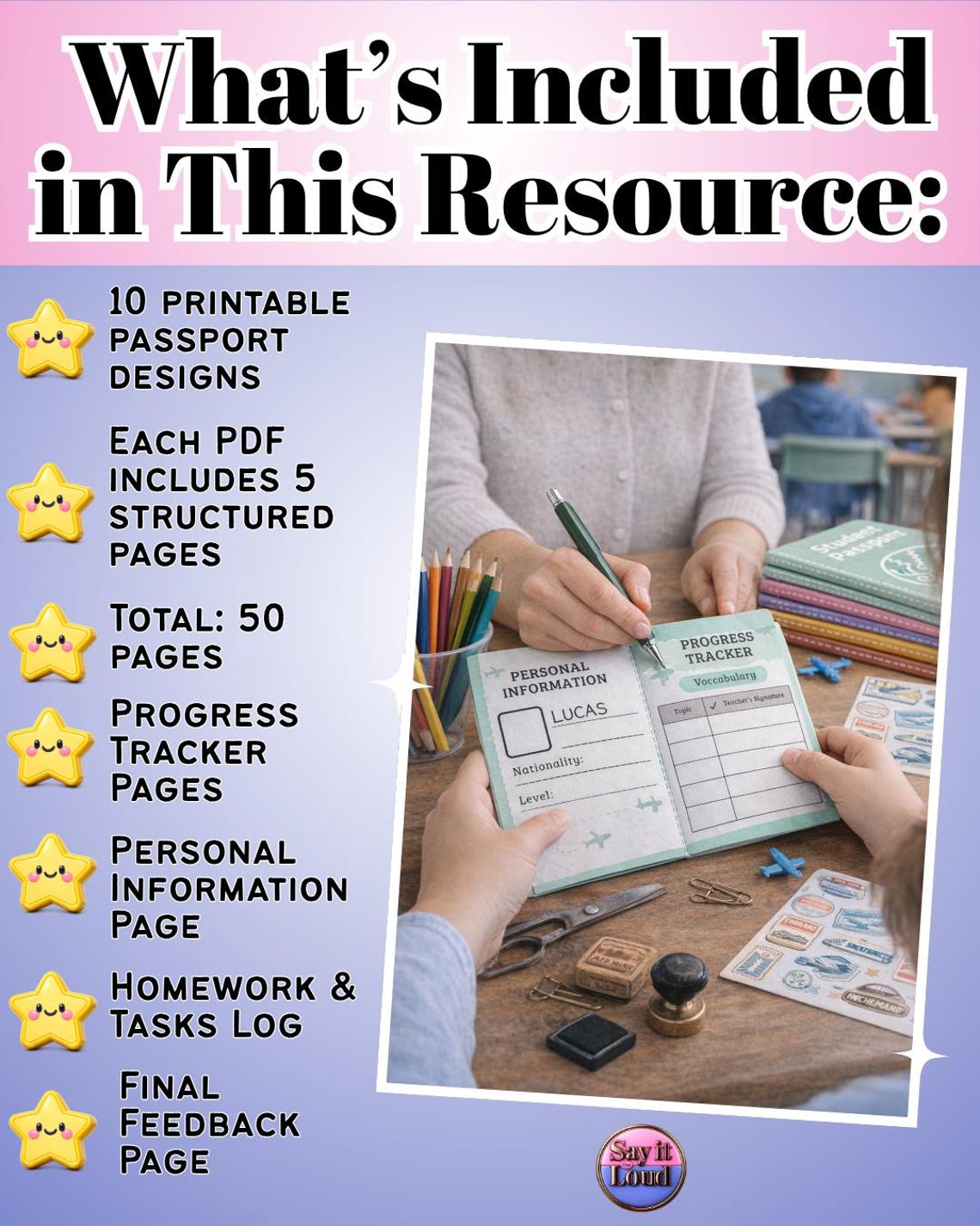 ESL Progress Tracker Printable – Student Passport PDF | English ...