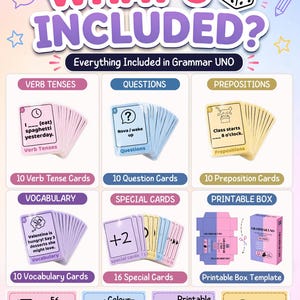 Grammar UNO ESL Speaking Game | Printable Grammar & Conversation Cards for Kids | EFL Classroom Activity image 2