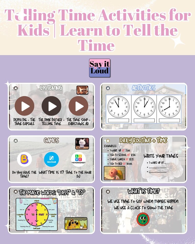Tell Time Clock Daily Routine Learn to Tell the Time | Clock Worksheets, Games & Listening Activities ...