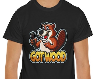 Got Wood Cute Beaver T-Shirt, Cartoon Beaver Tee, Funny Animal Lover Shirt, Got Wood Whimsical Tshirt