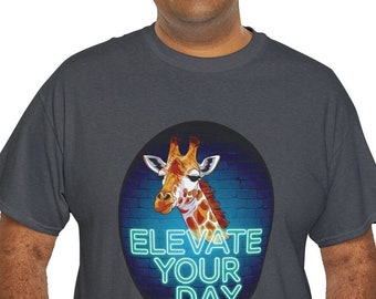 Giraffe Elevate Your Day Unisex T-Shirt, Cute Giraffe Tee, Animal Lover Shirt, Gift for Mother&#39;s Day