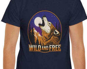 Wild and Free Wolf T-Shirt: Moon Howling Graphic Tee