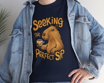 Cute Capybara Coffee Shirt, Unisex Capybara Tee, Capybara Clothing, Gift For Coffee Lover