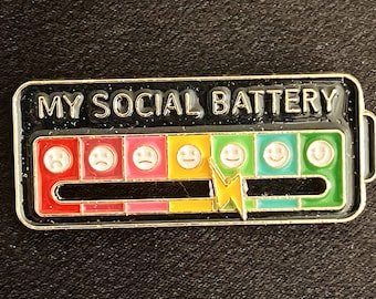 SOCIAL BATTERY Meter (with movable hand) Gold Plated Enamel Pin