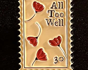 ALL TOO WELL - Album rouge - Épingle / Badge émaillé de timbre-poste